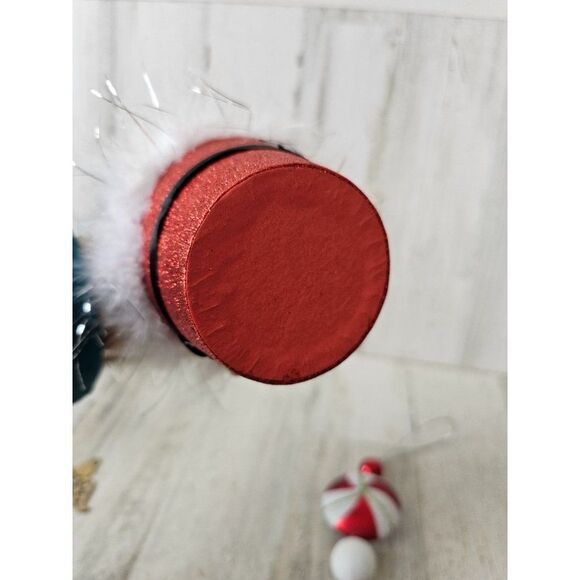 Santa bucket ornament feather glitter red ornament Xmas set tree - Picture 7 of 13